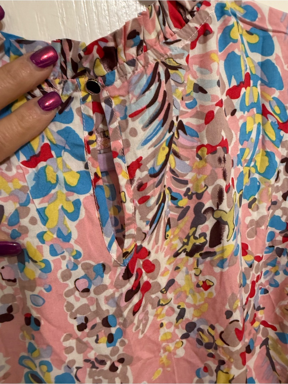 H128 NWT Ott XL pp21 Floral Ruffle Sleeveless Pink Multi Top - Picture 7 of 12